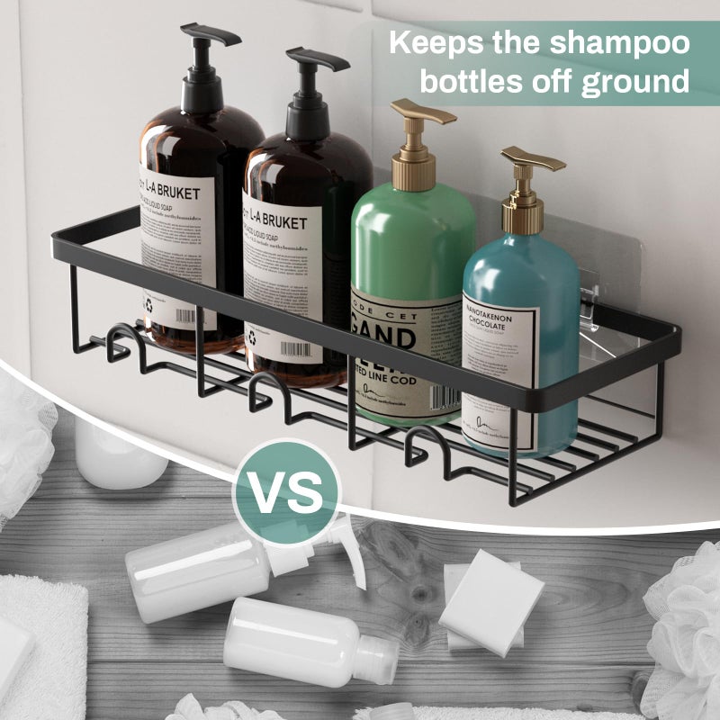 Oasiteege Shower Shelves For Inside Shower  2 Pack Adhesive Bathroom Caddy Organizer Basket Rack For Storage And Organization  Wall Suction Bath Bathtub Shampoo Holder Set For Rv Camper  Black - Image 2