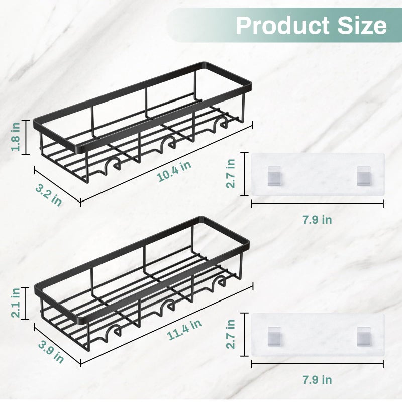 Oasiteege Shower Shelves For Inside Shower  2 Pack Adhesive Bathroom Caddy Organizer Basket Rack For Storage And Organization  Wall Suction Bath Bathtub Shampoo Holder Set For Rv Camper  Black - Image 5