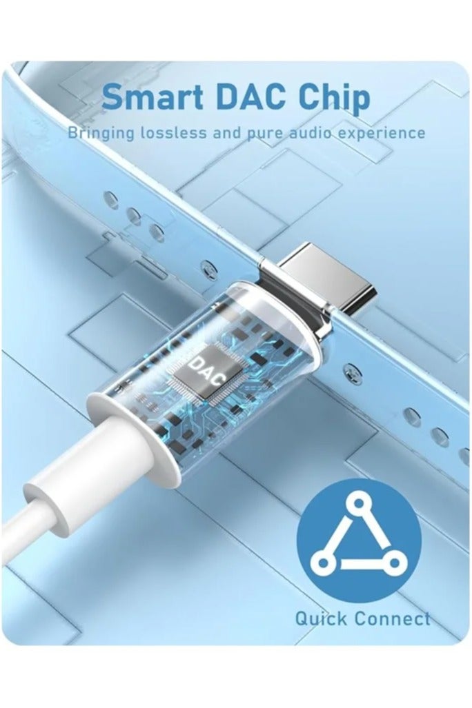 OMAKSS USB-C Earphone White For 15 Pro Max, 16 Pro Max Samsung, Huawei, Oneplus, Xiaomi - Image 3