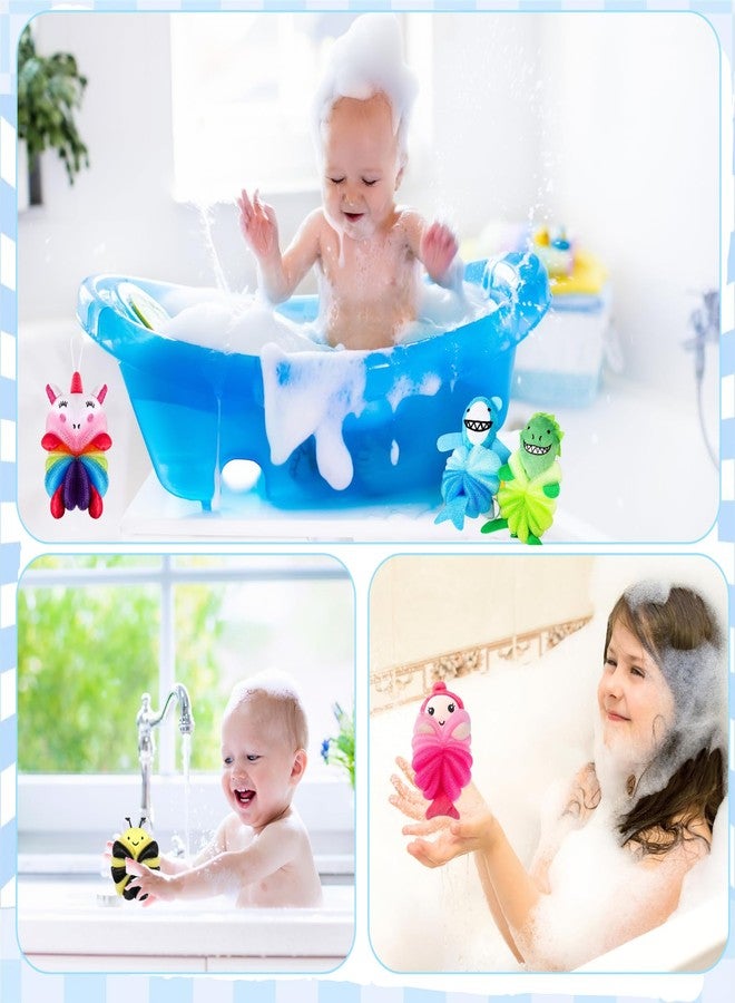 ASTRYAS 6 Pcs Bath Loofahs Kids Toddler Cute Animal Bath Sponges Loofah Pouf Body Scrubber Mesh Sponges for Children Shower Washing Exfoliating - Image 4