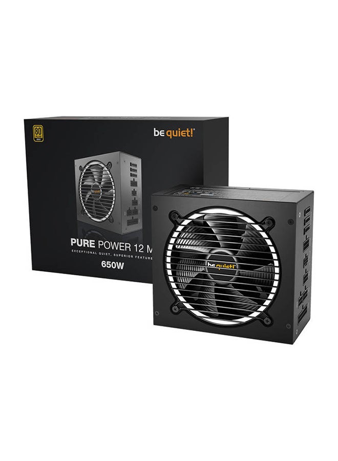be quiet! Pure Power 12 M Fully Modular Power Supply, 650W Power, 80 Plus Gold Efficiency, 120mm Fan, 2x Strong 12V-Rails, Active PFC, LLC + SR + DC/DC Technology, Black | BN342 - Image 1