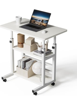 Adjustable Home Office Desk Portable Study Computer Rolling Desk for Small Spaces Movable Sofa Side Bed Table on Wheels Student Small Standing Laptop Desk with Storage, White - pzsku/ZAB4EA6092A89ED18A0C7Z/45/_/1719561679/7afb797b-0deb-4c24-b602-f8d563de6b69