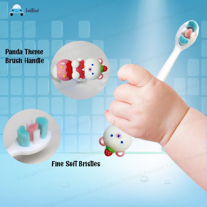 FunBlast Softs Bristle Cartoon Toothbrush - Animal Design Soft Tooth Brush, Extra Microfiber Soft Bristles Toothbrush for 2-7 Years old Children, Manual Toothbrush for Kids, Boys and Girls (Panda) - Image 3