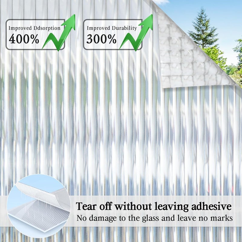 Privacy Window Film:Frosted Window Film Privacy Film 3D Vinyl Static Cling UV Blocking Static Cling Film for Glass Window Home Door (44.5x2) - Image 4