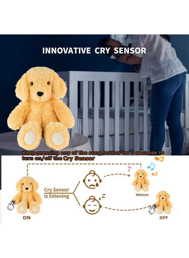 BEREST Baby Cry Sensor Sleepy Dog Sleep Soother Sleeping Aid White Noise Infant Stuffed Animal Puppy Dog Toy, Nursery Decor with Night Light, Mom‘s Heartbeat 9 Sounds Therapy for Toddler Crib - Image 3