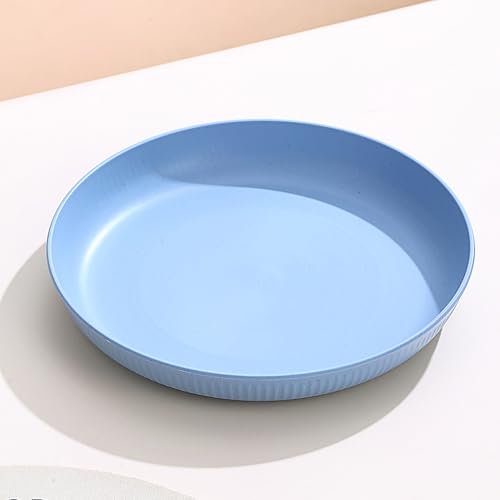 P-PLUS INTERNATIONAL Unbreakable Wheat Straw Cereal Plates, Dishwasher Safe Kitchen Large Plates Dinnerware Set Perfect for Dinner Dishes BPA Free Plate for Camping (Blue, Pack of 6) - Image 3