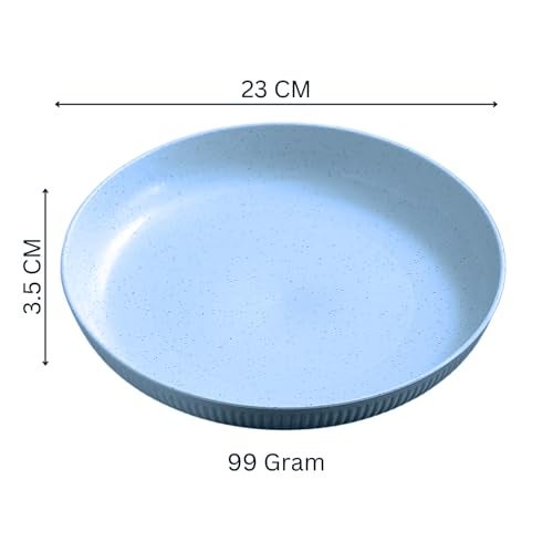 P-PLUS INTERNATIONAL Unbreakable Wheat Straw Cereal Plates, Dishwasher Safe Kitchen Large Plates Dinnerware Set Perfect for Dinner Dishes BPA Free Plate for Camping (Blue, Pack of 6) - Image 2