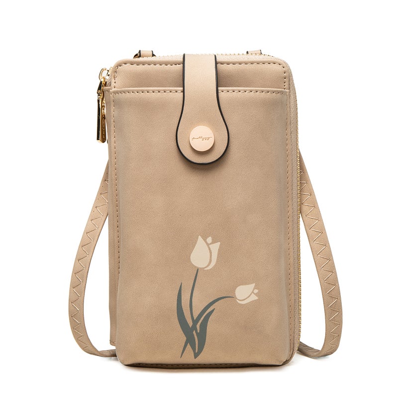 New Women'S Mobile Phone Bag Korean Printed Pu Shoulder Bag Vertical Mini Fashionable Casual Women'S Crossbody Bag - Image 1