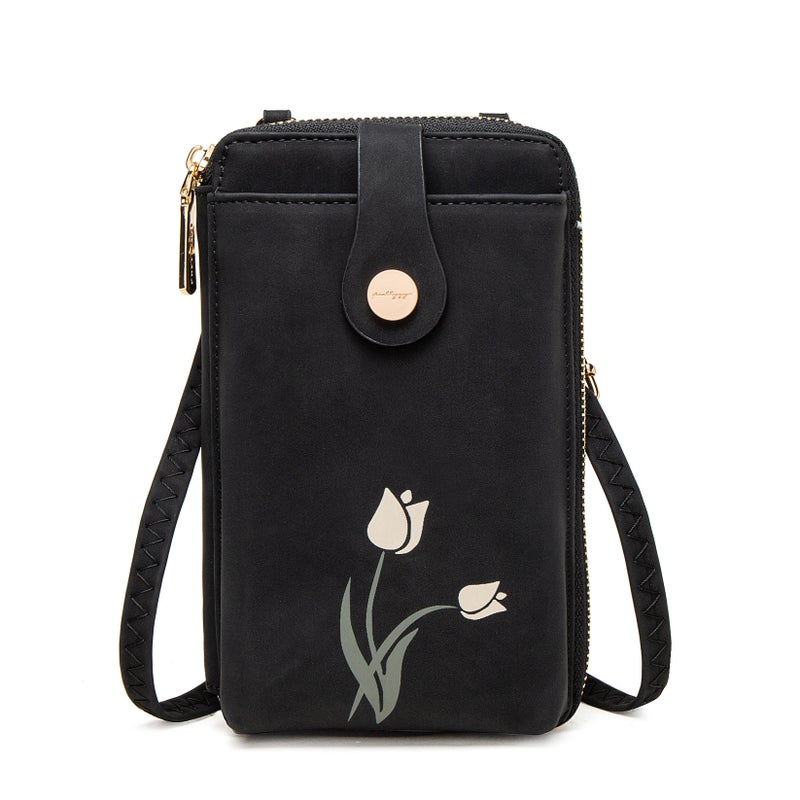 New Women'S Mobile Phone Bag Korean Printed Pu Shoulder Bag Vertical Mini Fashionable Casual Women'S Crossbody Bag - Image 2
