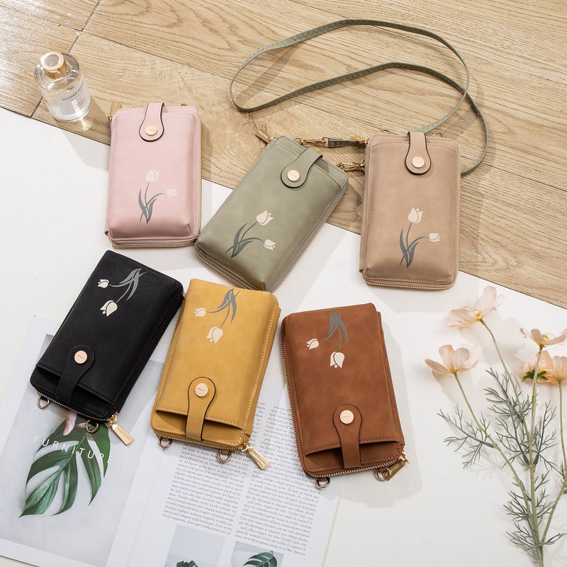 New Women'S Mobile Phone Bag Korean Printed Pu Shoulder Bag Vertical Mini Fashionable Casual Women'S Crossbody Bag - Image 3