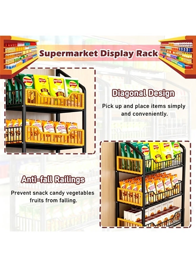 BLOOMING TIME 4-Tier Movable Kitchen Storage Rack with Perforated Back Panel, 360° Lockable Swivel Casters, U-Shaped Open Basket Design, Multi-Layer Metal Utility Cart for Pantry, Vegetables, Cookware & Household Organizing - Image 4
