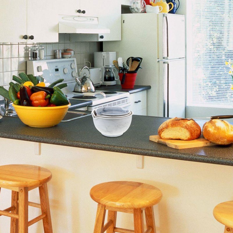 🍳 أوعية بلاستيكية عميقة للمطبخ بتصميم ماربل وحواف ناعمة مثالية للوجبات - Image 2