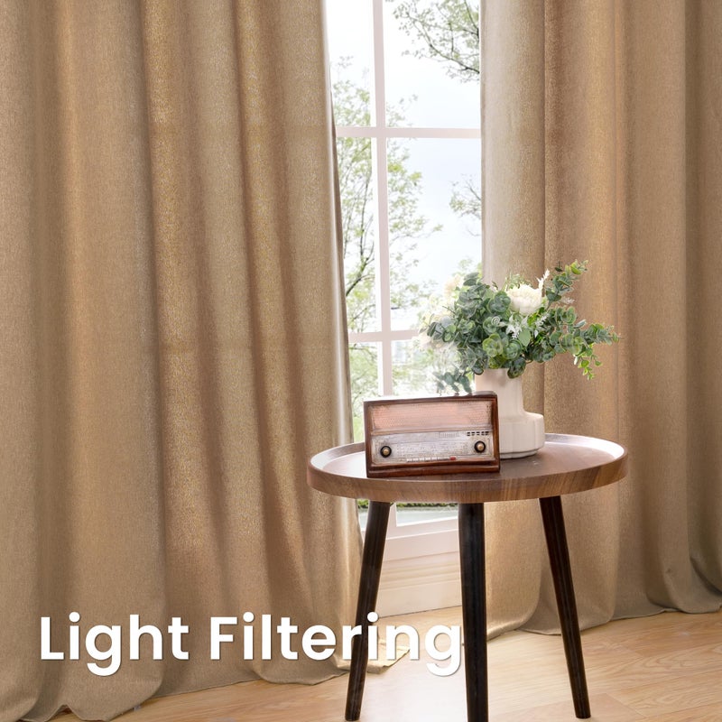 BGment Burlap Tan Linen Curtains for Living Room 84 Inch Length 2 Panels Set, Farmhouse Thick Window Drapes Camel Privacy with Grommet Light Filtering No See Through for Bedroom, Each 52 Inch Wide - Image 4