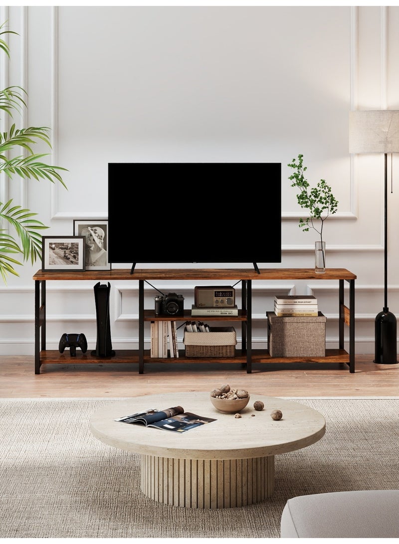 SHEIDLIN TV Stand Industrial Media Console Table with Open Storage Shelves, Metal Frame TV Cabinet for Living Room Bedroom, 3 Sizes Available - Image 1