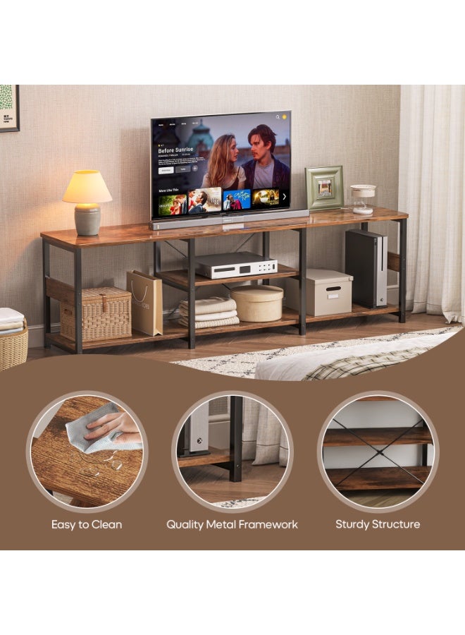 SHEIDLIN TV Stand Industrial Media Console Table with Open Storage Shelves, Metal Frame TV Cabinet for Living Room Bedroom, 3 Sizes Available - Image 3