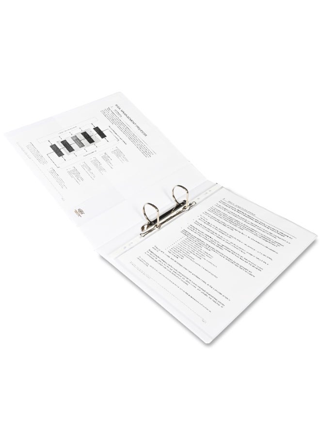 FIS Presentation Binder, A4 Size(210x297mm), 2[D]Ring Type, 40mm Ring Size, 2.25" Inches Spine with Clear PVC Pocket For Easy Insert Your Label Design, Packet of 2 Pieces, White Color-FSBD240DPB/2  - Image 4