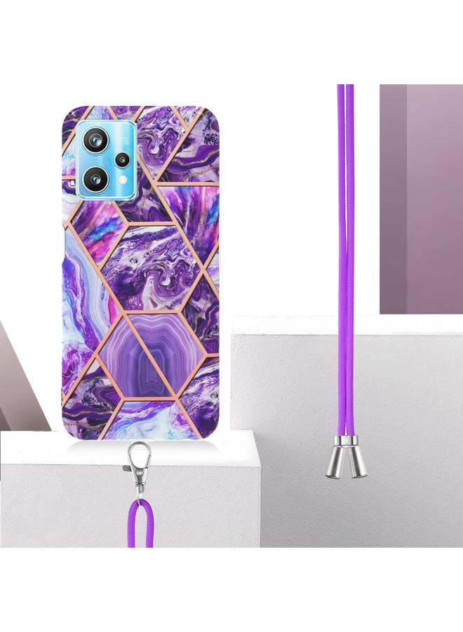 اس-توب جراب لهاتف OPPO Realme 9 pro 5G مصنوع من مادة TPU مع حبل تعليق من الرخام المطلي بالكهرباء - Image 3