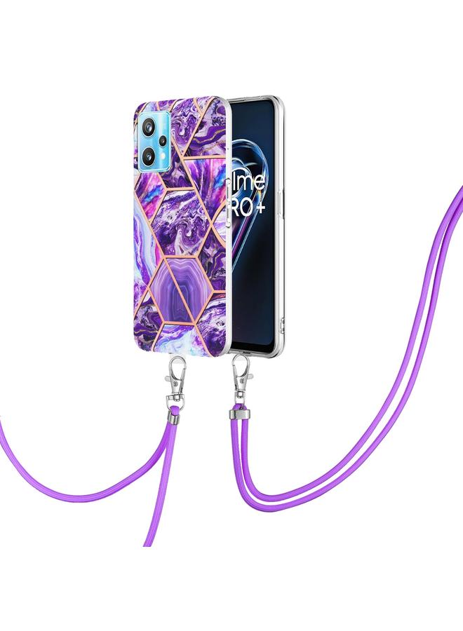 اس-توب جراب لهاتف OPPO Realme 9 pro 5G مصنوع من مادة TPU مع حبل تعليق من الرخام المطلي بالكهرباء - Image 1