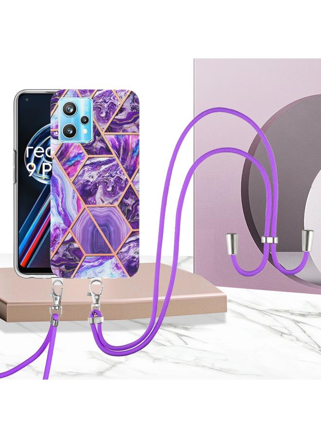 اس-توب جراب لهاتف OPPO Realme 9 pro 5G مصنوع من مادة TPU مع حبل تعليق من الرخام المطلي بالكهرباء - Image 2