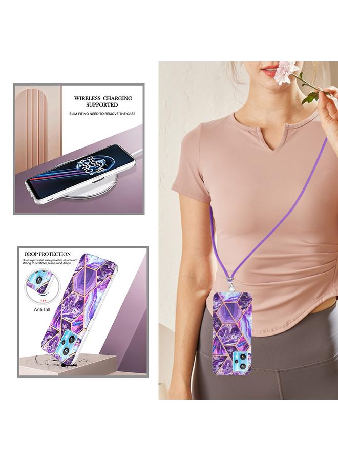 اس-توب جراب لهاتف OPPO Realme 9 pro 5G مصنوع من مادة TPU مع حبل تعليق من الرخام المطلي بالكهرباء - Image 4