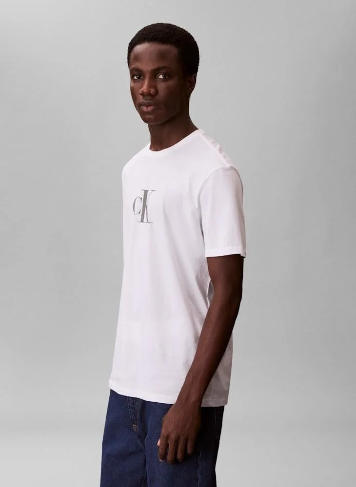 CALVIN KLEIN  Distressed Monogram Logo T-Shirt for Men | Best Price UAE