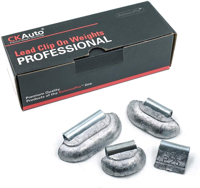 CKAuto 100Pcs P Type Lead Clip on Wheel Weights Assortment 025oz 05oz 075oz 10oz 25Pcs for Each Style Uncoated