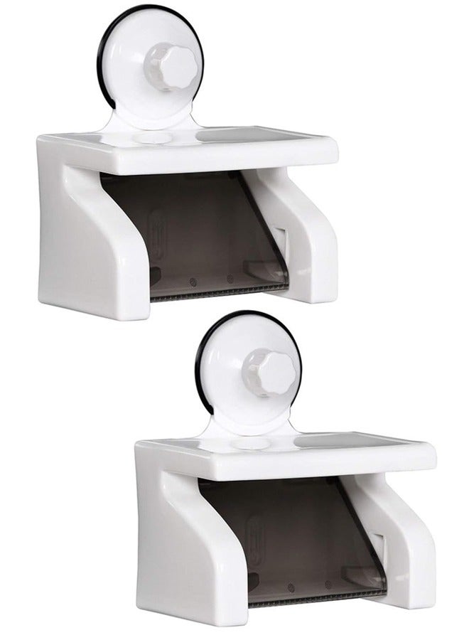 ZCM-HAPPY 2 PCS of Tissue Roll Holder With Magic Suction Cup with Shelf Rack - Image 1