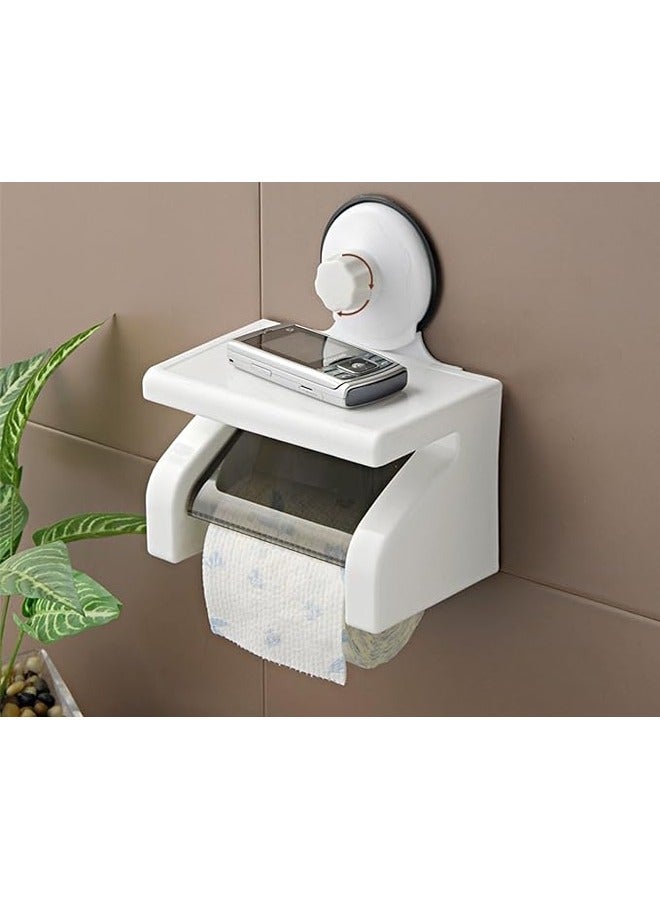 ZCM-HAPPY 2 PCS of Tissue Roll Holder With Magic Suction Cup with Shelf Rack - Image 4