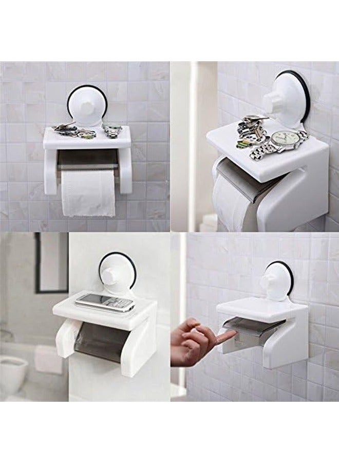 ZCM-HAPPY 2 PCS of Tissue Roll Holder With Magic Suction Cup with Shelf Rack - Image 5