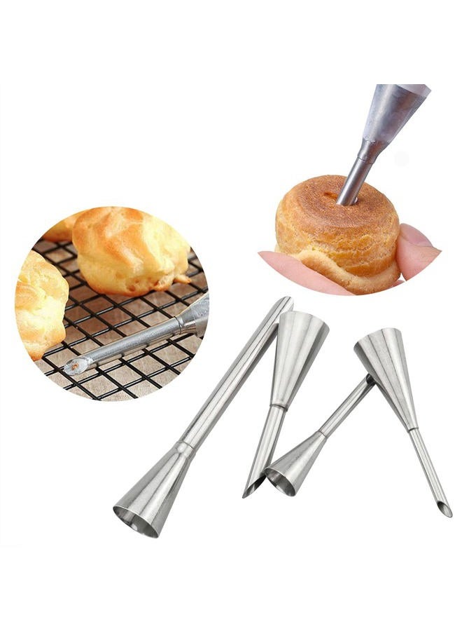 DGHAOP Cake Cream Puff Icing Piping Nozzle Tips 4 in 1 304 Stainless Steel Cream Piping Tip Nozzles Kit for Candy Fondant Baking Cake Decorating, Cake Tools - Image 5
