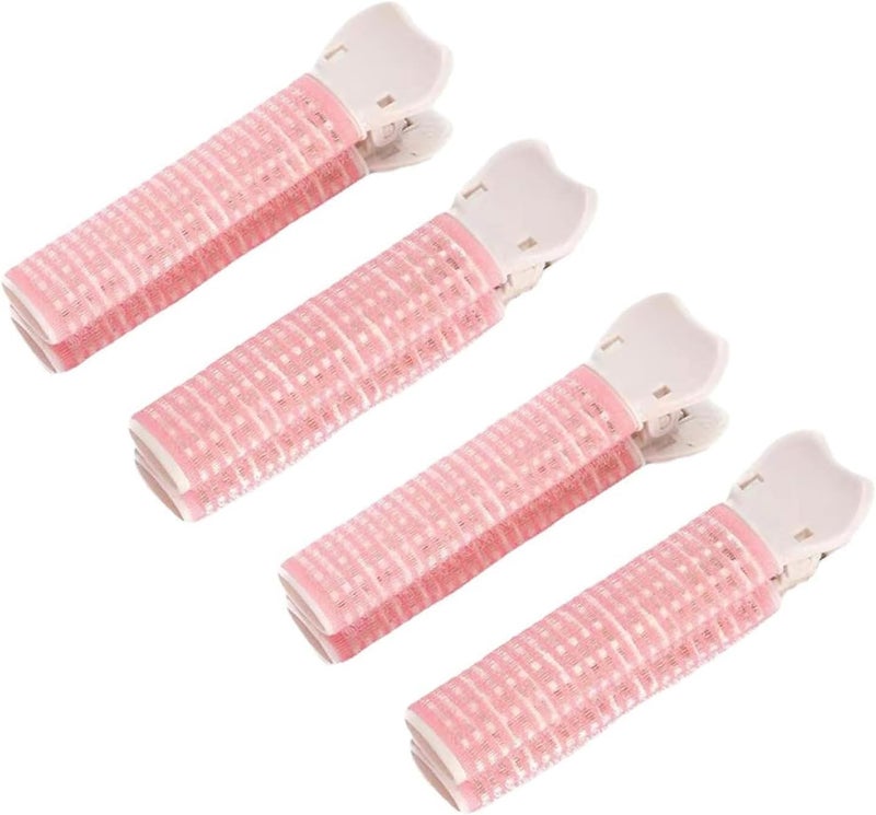 WLngtv 4 Pcs Pink Hair Rollers with Clip for Volumizing Bangs Curls - DIY Hair Styling Accessories Tool and Portable Self Grip Volume Clips，Volumizing Hair Clips,Styling Tools and Appliances - Image 1