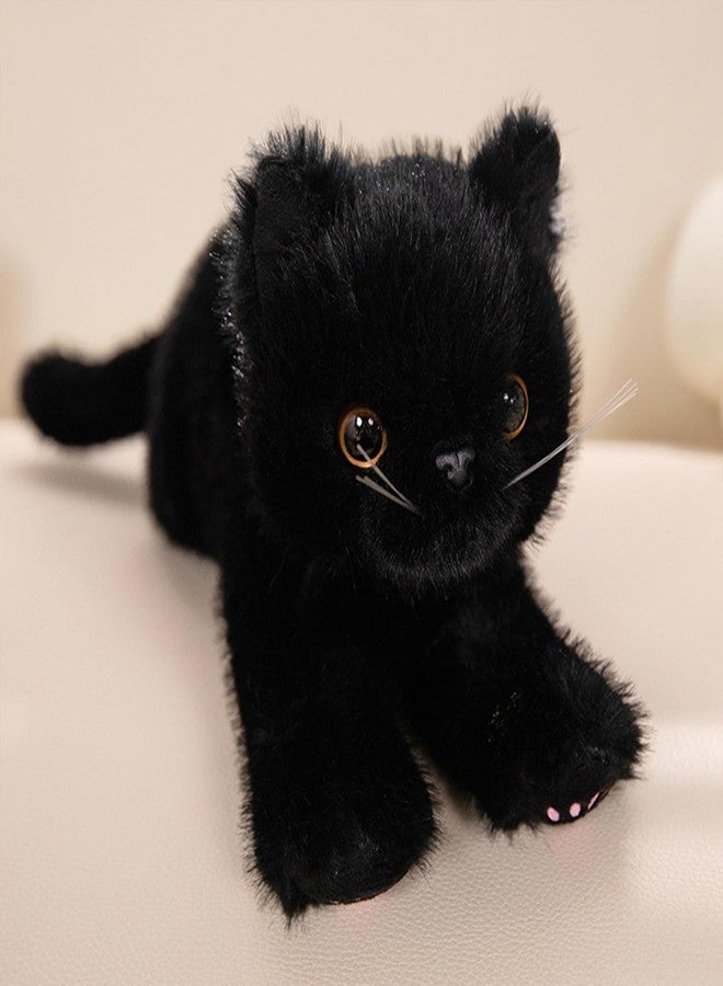 PEACH CAT Cat Stuffed Animal 12" Realistic Kitten Plushies Soft Plush Toys Gifts for Kids Black - Image 3