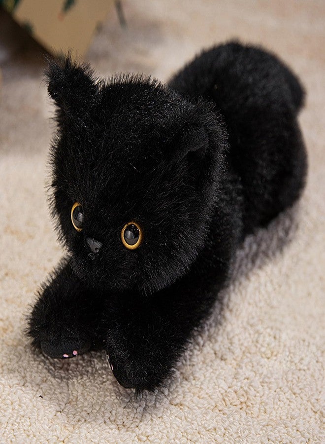 PEACH CAT Cat Stuffed Animal 12" Realistic Kitten Plushies Soft Plush Toys Gifts for Kids Black - Image 1