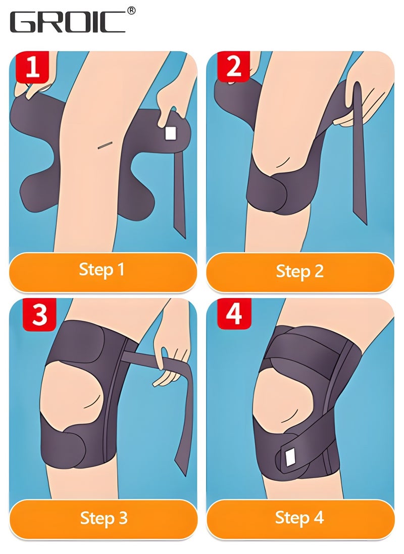 2PCS Knee Brace with Side Stabilizers Relieve Meniscus Tear Knee Pain ACL MCL Arthritis,Joint Pain Relief, Breathable Adjustable Knee Support,Adjustable Compression Knee Support Braces