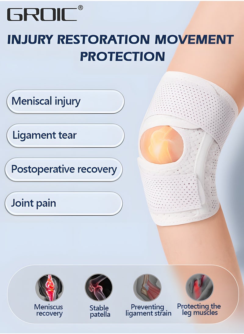 2PCS Knee Brace with Side Stabilizers Relieve Meniscus Tear Knee Pain ACL MCL Arthritis,Joint Pain Relief, Breathable Adjustable Knee Support,Adjustable Compression Knee Support Braces