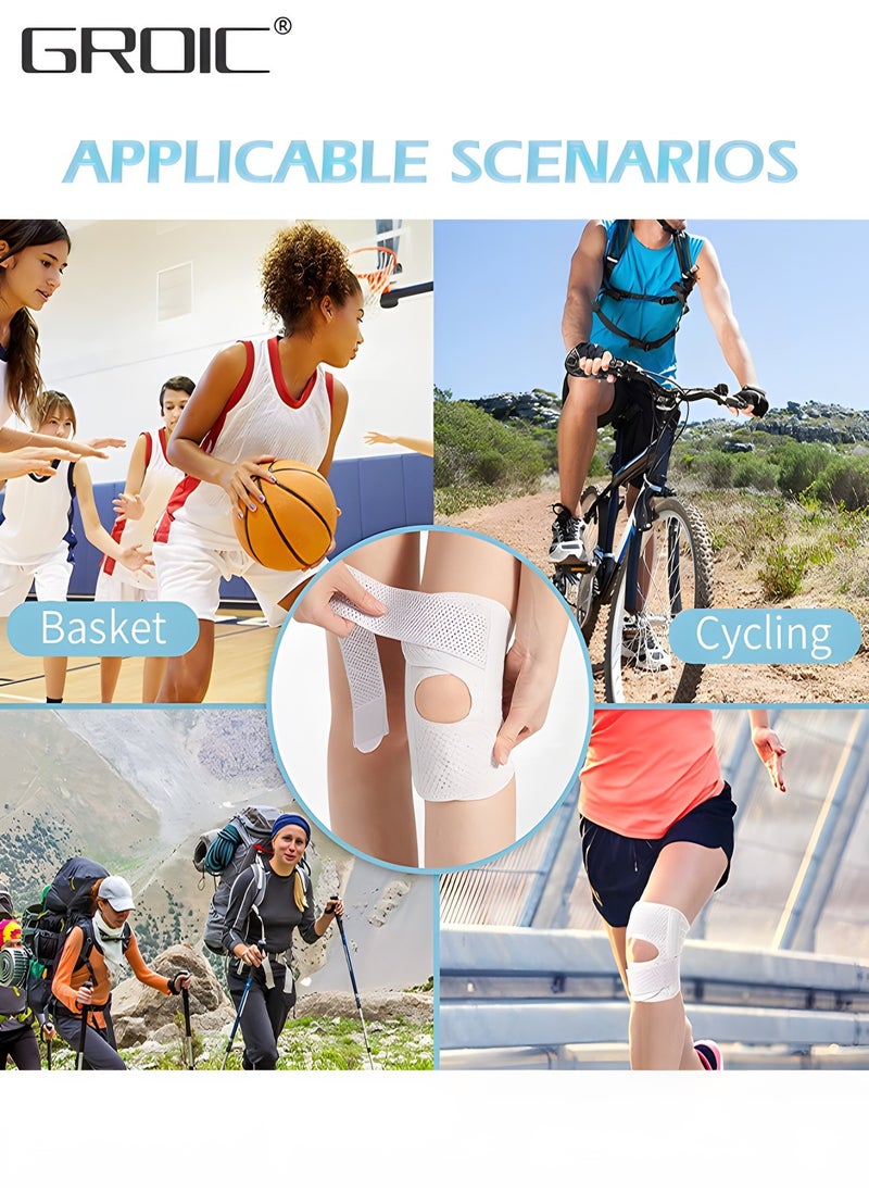 2PCS Knee Brace with Side Stabilizers Relieve Meniscus Tear Knee Pain ACL MCL Arthritis,Joint Pain Relief, Breathable Adjustable Knee Support,Adjustable Compression Knee Support Braces