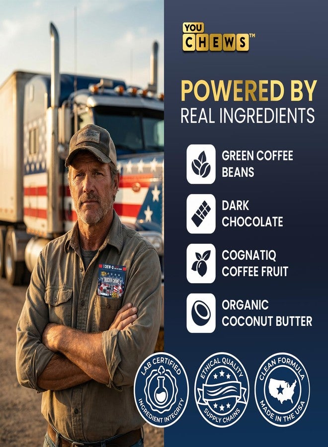 YouChews Trucker Chews, Energy Bites – 150mg of Caffeine, No Jitters Grab-and-Go Energy Chews, Individually Wrapped Portable Energy Support for Long Hauls and On-the-Road Drivers, 4 Counts - Image 4