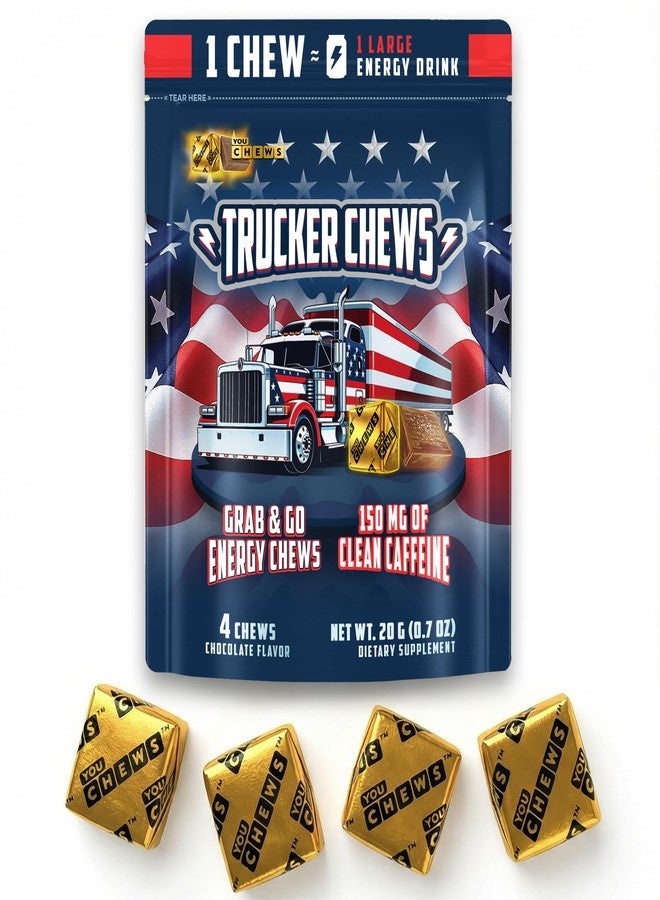 YouChews Trucker Chews, Energy Bites – 150mg of Caffeine, No Jitters Grab-and-Go Energy Chews, Individually Wrapped Portable Energy Support for Long Hauls and On-the-Road Drivers, 4 Counts - Image 1