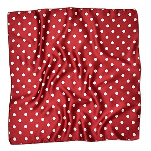 Patiky Women Silk Neckerchief Polka Dot Small Square Neck Scarf for Women PSSJ01 (Burgundy) - Image 3