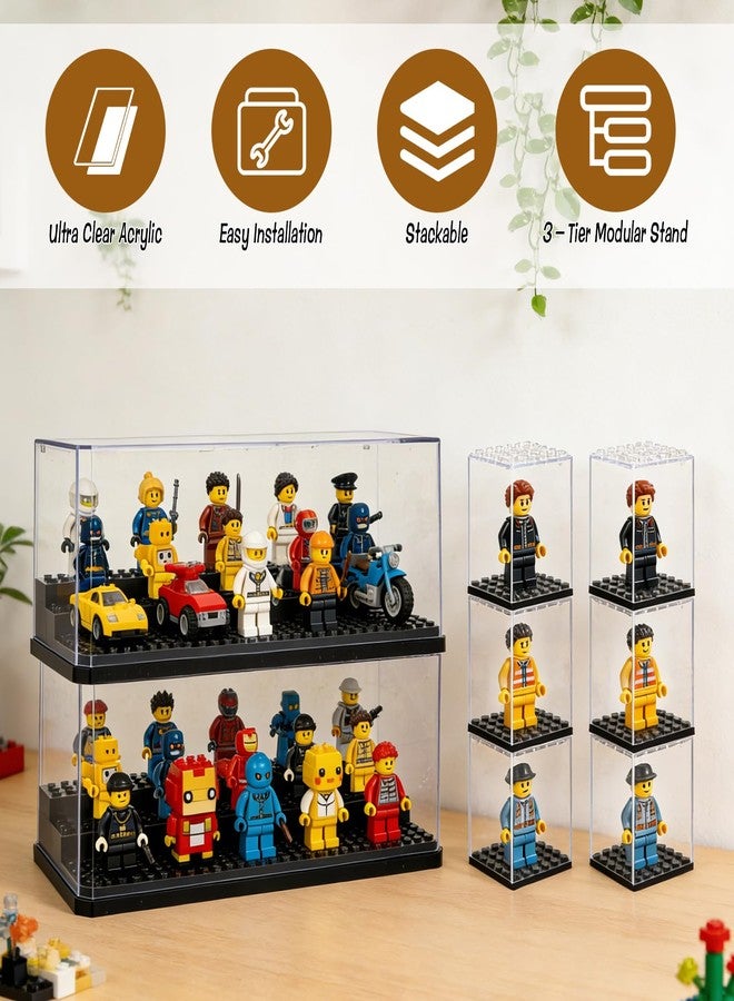 AIHSUMC 8 Pack Display Cases for Minifigures, Acrylic Storage Case 2 L with 6 S Mini-Figure Display Boxes Stackable Action Figures Blocks Display Box for Minifigs, Characters, Blocks - Image 4