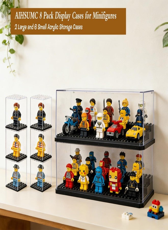 AIHSUMC 8 Pack Display Cases for Minifigures, Acrylic Storage Case 2 L with 6 S Mini-Figure Display Boxes Stackable Action Figures Blocks Display Box for Minifigs, Characters, Blocks - Image 5