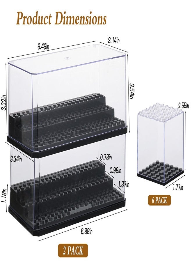 AIHSUMC 8 Pack Display Cases for Minifigures, Acrylic Storage Case 2 L with 6 S Mini-Figure Display Boxes Stackable Action Figures Blocks Display Box for Minifigs, Characters, Blocks - Image 2