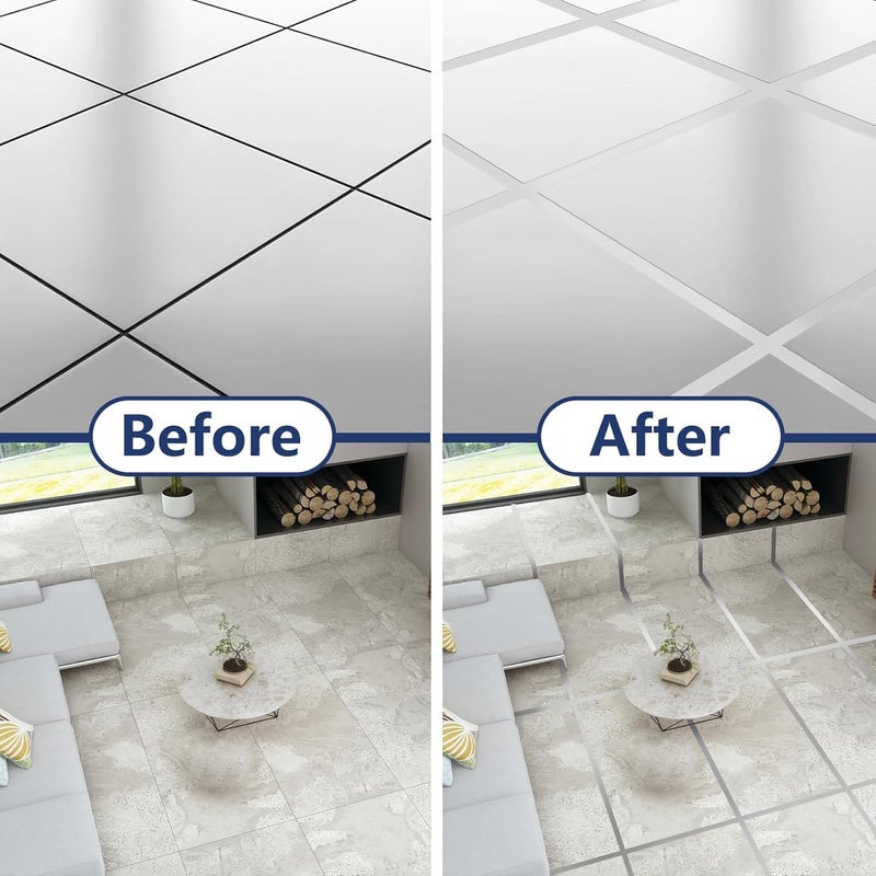 MOCOCO Silver Tape (2CM x 50M) - Self-Adhesive Tiles Gap Foil Line Border Tape| Mirror Finish| DIY Craft| Decorative Floor Sealing Strip, Seam Sticker, Silver Patti for Home, Wall, Ceiling & Cabinet. - Image 5