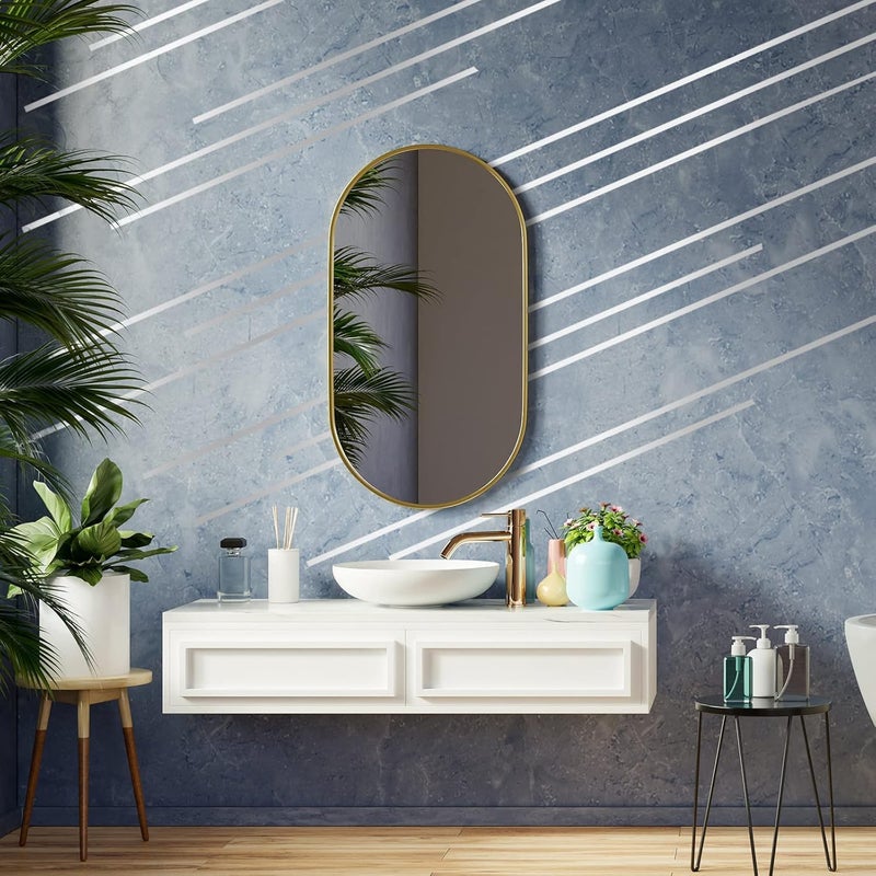 MOCOCO Silver Tape (2CM x 50M) - Self-Adhesive Tiles Gap Foil Line Border Tape| Mirror Finish| DIY Craft| Decorative Floor Sealing Strip, Seam Sticker, Silver Patti for Home, Wall, Ceiling & Cabinet. - Image 4