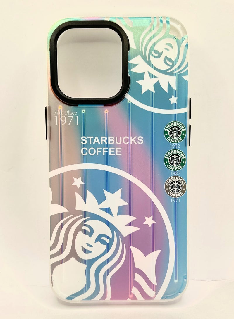 METALIC STARBUCKS PRINTED SILICON CASE FOR IPHONE 13 PRO