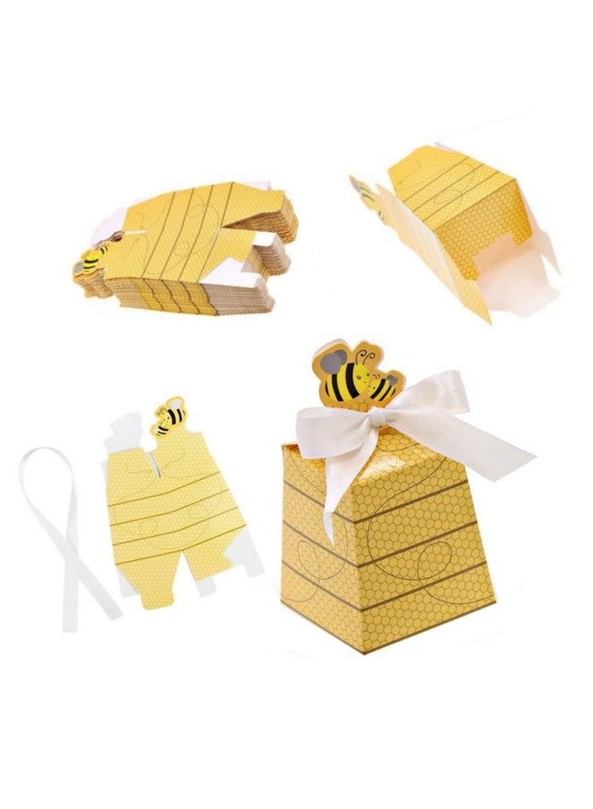 KUPOO 50 Pcs Bumble Bee Candy Boxes Beehive Gift Box With Ribbons Baby Favors Candy Boxes For Baby Shower Birthday Decorations - Image 3