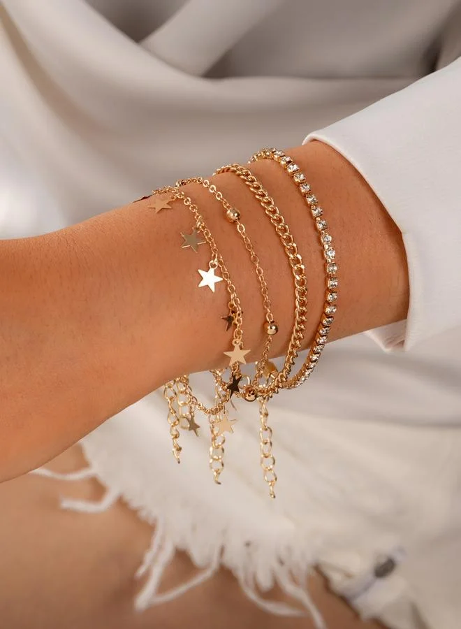 تايك تو مجموعة من 4 أساور يد بتعليقة نجمة