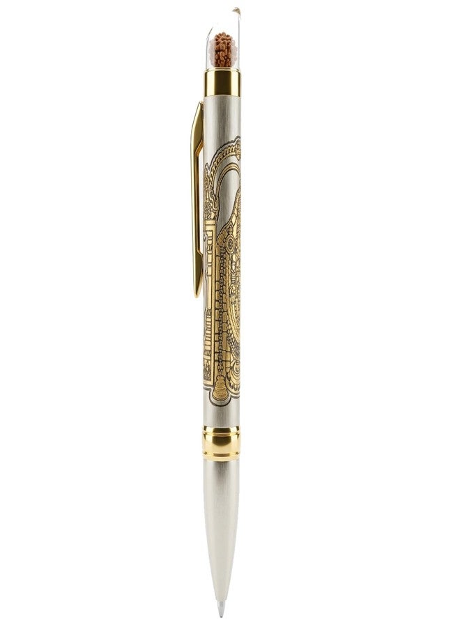 Flamenco Divine Rudraksha Series Ballpoint Pen, Metal Body with Tirupati Balaji Etched Design, Rudraksha Studded, Twist Mechanism, 0.6 mm Tip - Image 5
