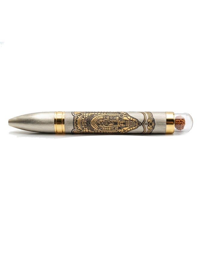 Flamenco Divine Rudraksha Series Ballpoint Pen, Metal Body with Tirupati Balaji Etched Design, Rudraksha Studded, Twist Mechanism, 0.6 mm Tip - Image 2