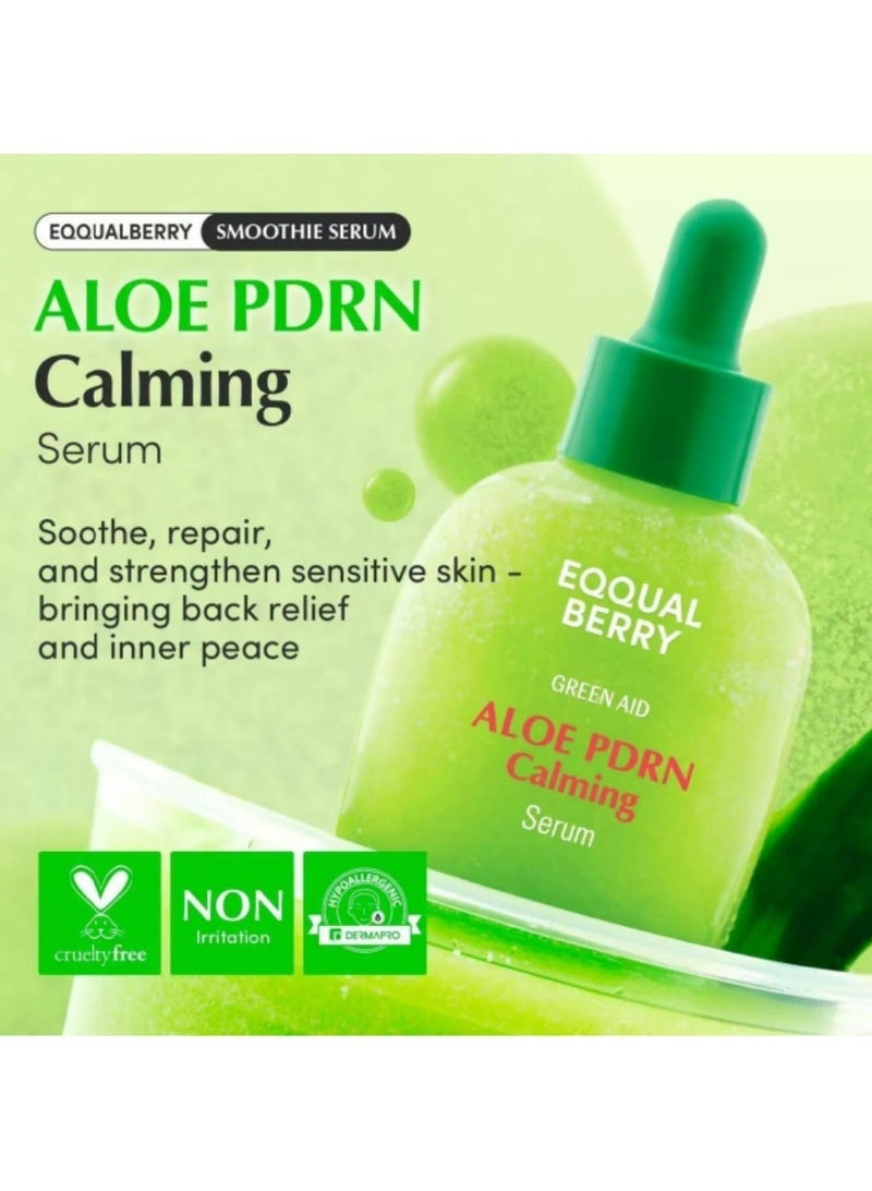 eqqualberry 2 PCS, EQQUALBERRY Aloe PDRN Calming Serum, Soothe, Repair and Strengthen Sensitive Skin, Hypoallergenic, with Aloe and Centella for Intense Calming and Barrier Repair, 30ml *2 - Image 2